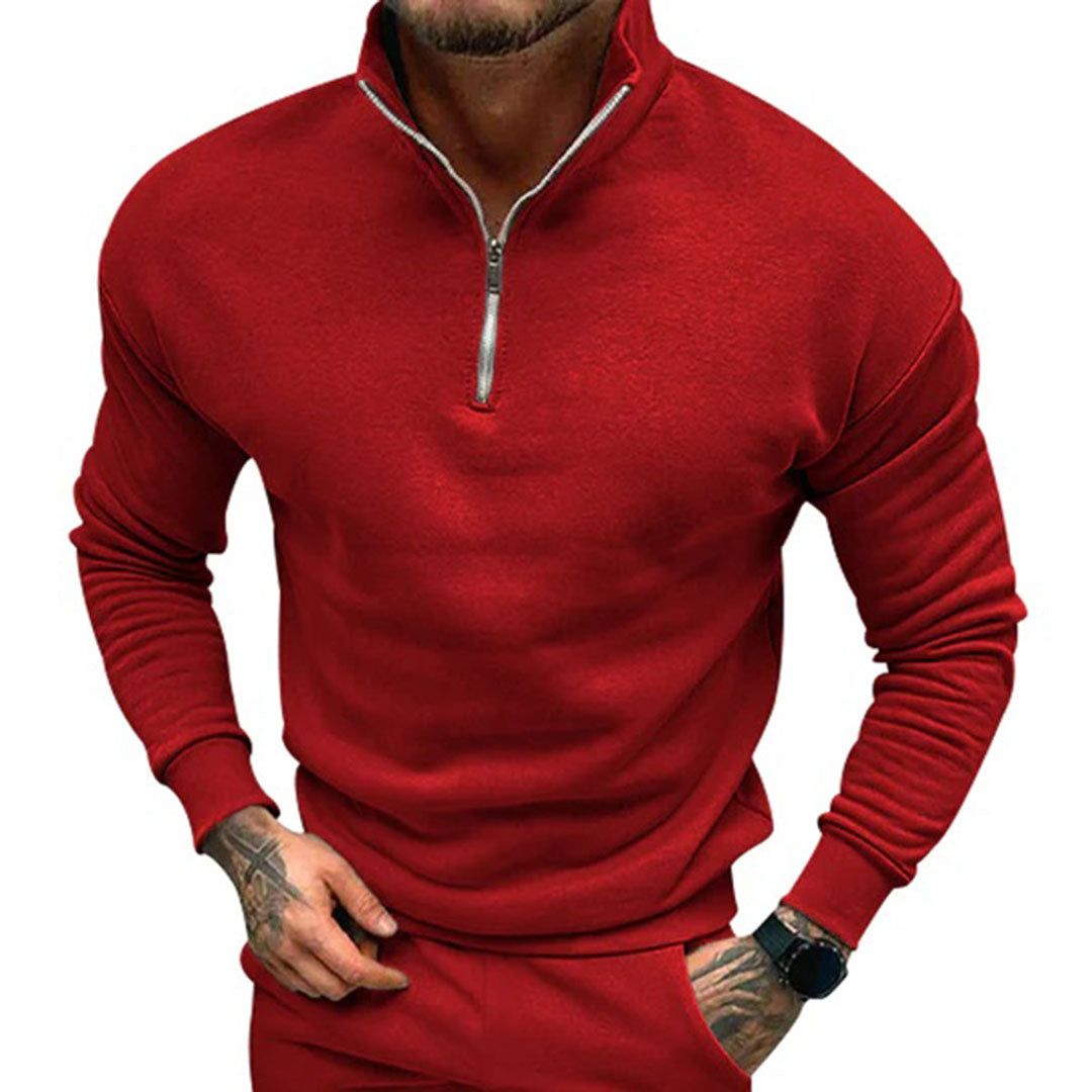 Avencea - Men's Sweater with Half Zipper