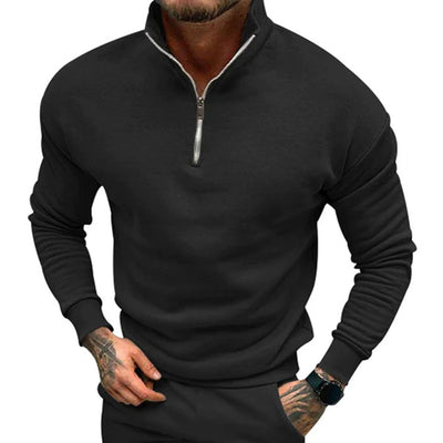 Avencea - Men's Sweater with Half Zipper