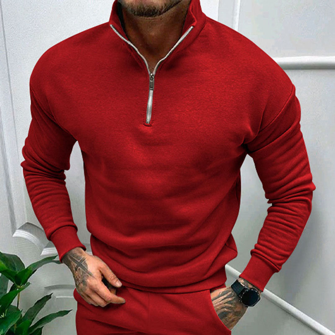 Avencea - Men's Sweater with Half Zipper