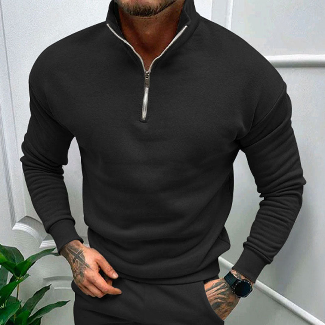 Avencea - Men's Sweater with Half Zipper