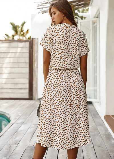 Georgia | Soft-Spotted Button-Up Midi Dress