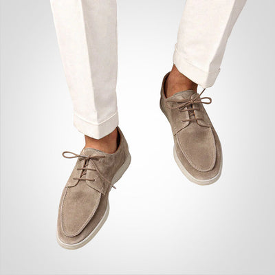 Men’s Suede Shoes – Low-Top – Lace-Up – Moc Toe – Streamlined Casual Style