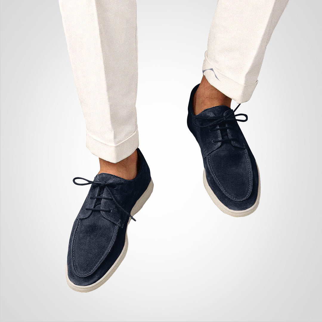 Men’s Suede Shoes – Low-Top – Lace-Up – Moc Toe – Streamlined Casual Style