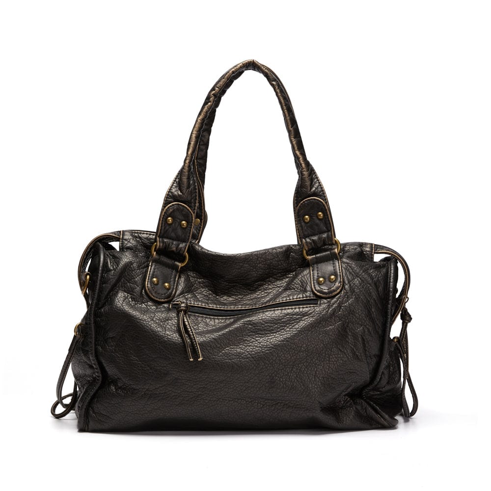 Elegant vintage leather black handbag
