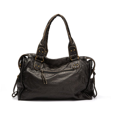 Elegant vintage leather black handbag