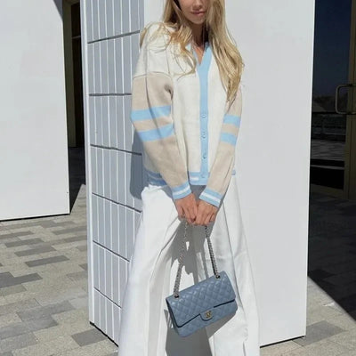 Relaxed V-Neck Knit Cardigan