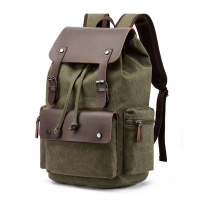Vinthentic Men’s Vintage Canvas Backpack – Large Capacity Laptop Travel School Bag