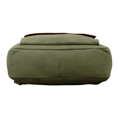 Genuine Leather & Canvas Rucksack - Vintage College Laptop Backpack