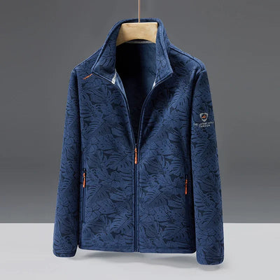 Men’s Fleece Jacket – Standard Fit – High Collar – Zip Pockets – Embossed Texture