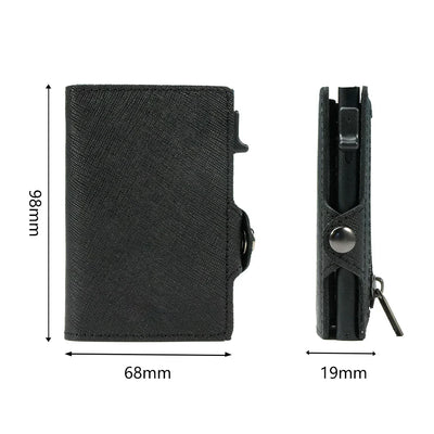 Men’s Slim RFID Leather Wallet – Pop-Up Card Holder with Coin Purse