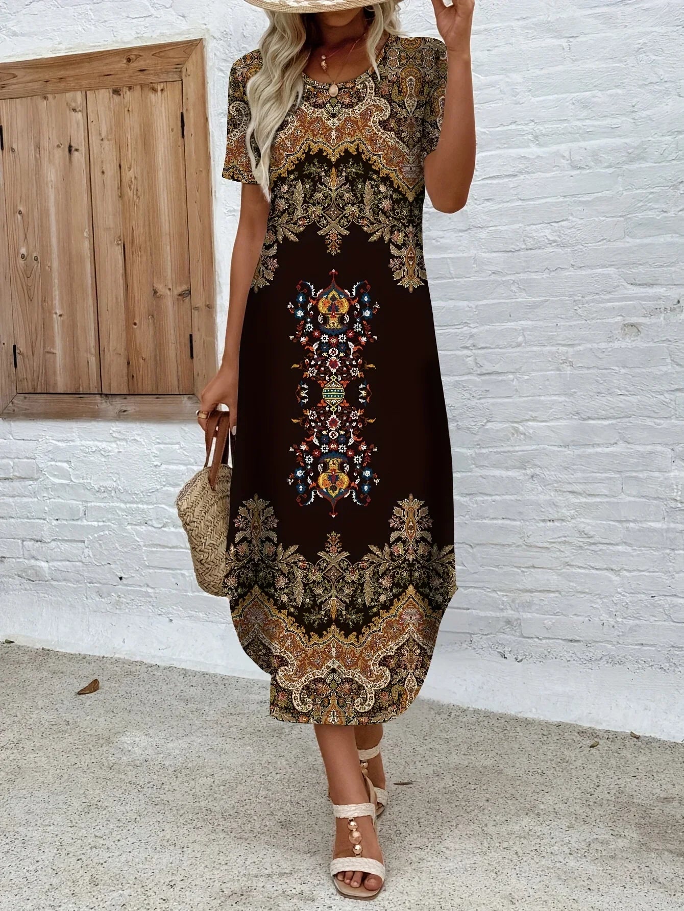 Serena | Ornate Print Boho Maxi Dress