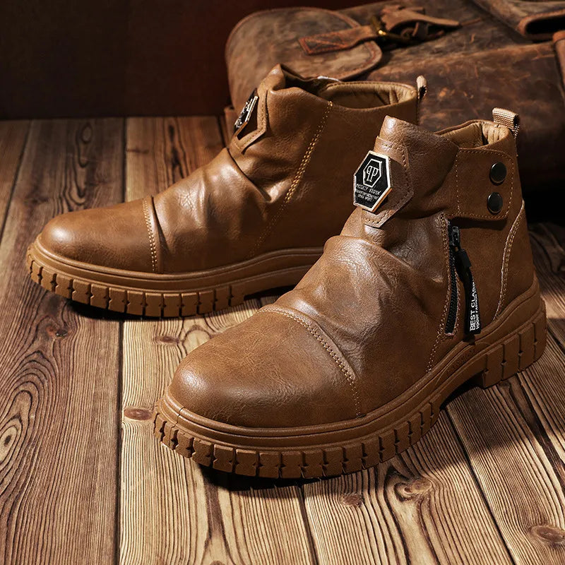 Emporio Zipped Leather Boots