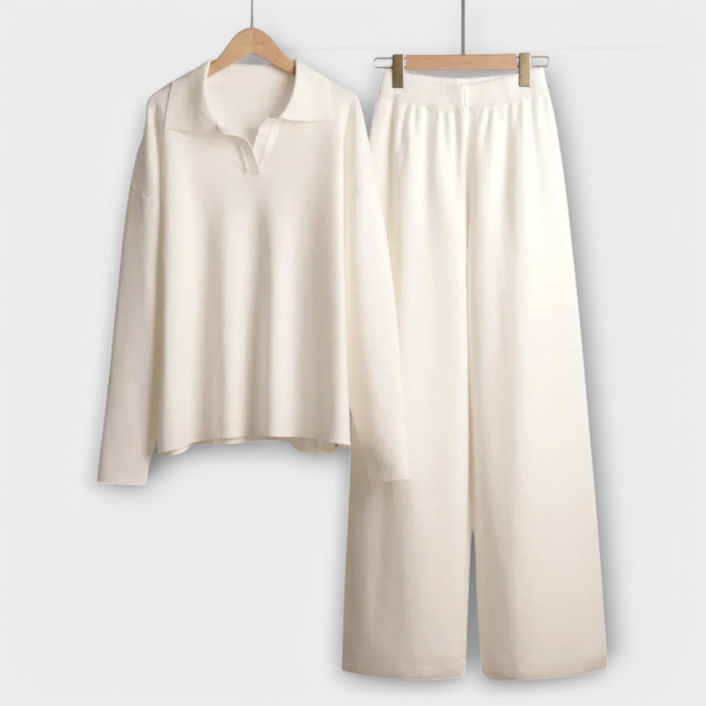 Ladies' knit set with wide pants and loose sweater