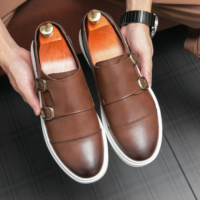 Jules Verneuil Double Buckle Leather Loafers