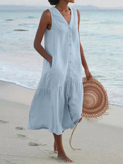 Naomi | Sleeveless Button Summer Dress