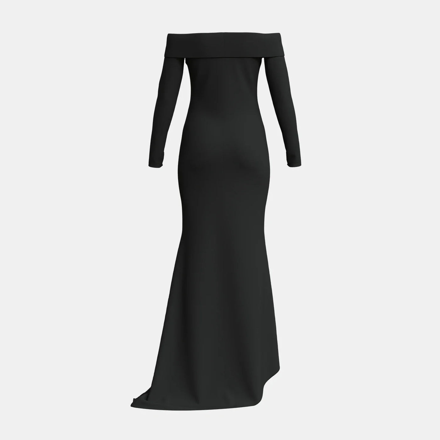 Women’s Evening Gown – Satin – Slim Fit – Off Shoulder – Long Sleeve – Floor Length