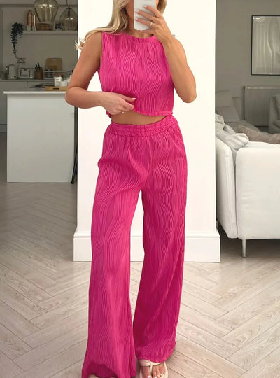 Aubrey - Sleeveless Wide Leg Trouser Set