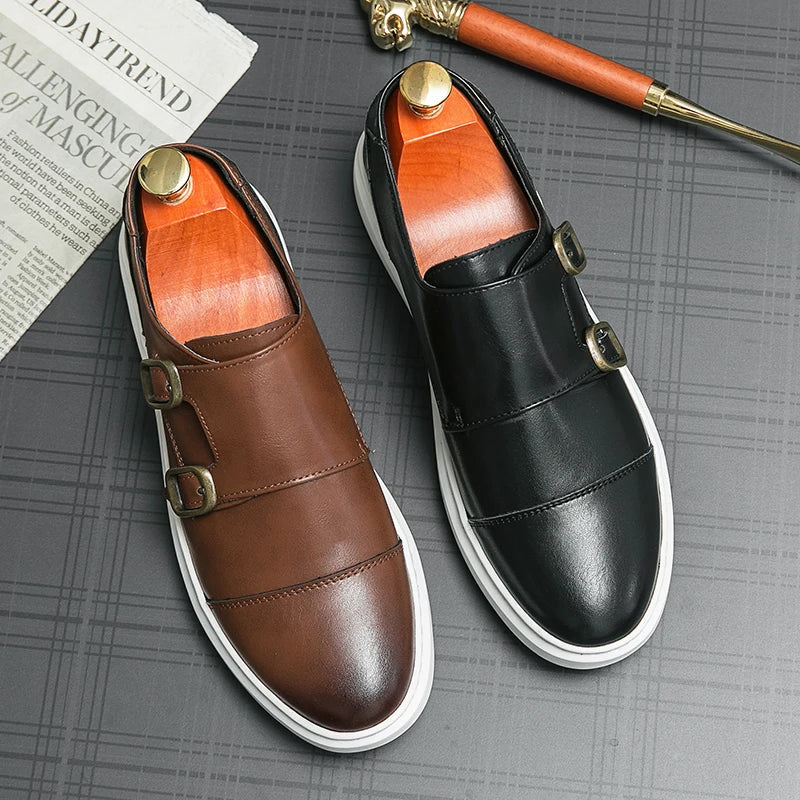 Jules Verneuil Double Buckle Leather Loafers