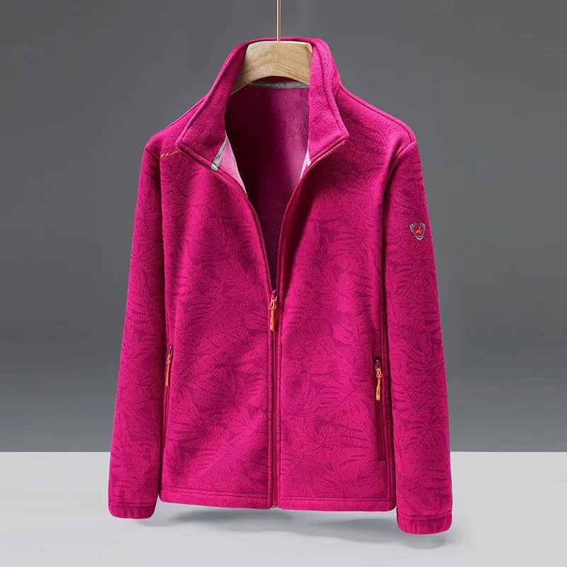 Men’s Fleece Jacket – Standard Fit – High Collar – Zip Pockets – Embossed Texture