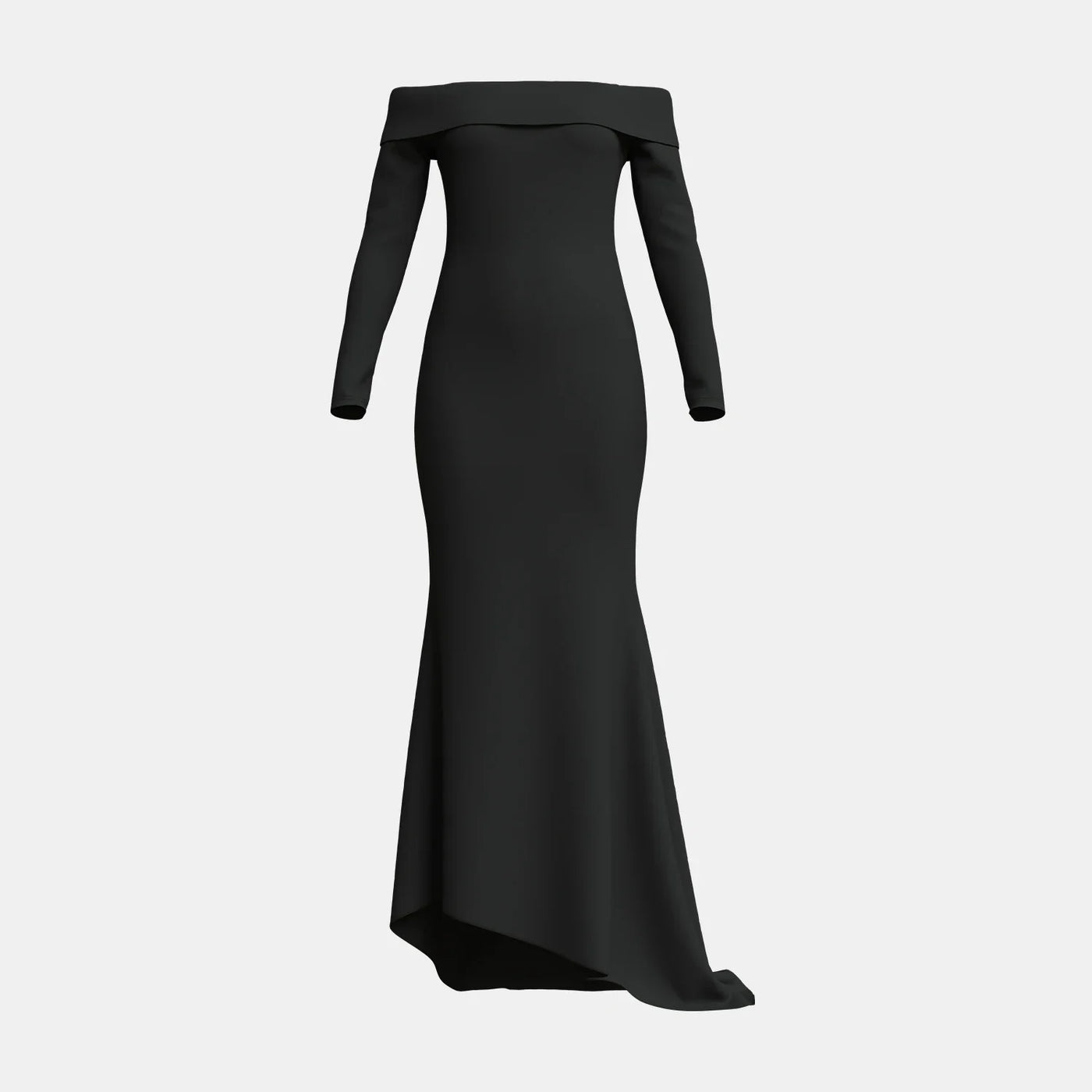 Women’s Evening Gown – Satin – Slim Fit – Off Shoulder – Long Sleeve – Floor Length