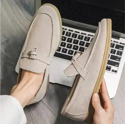Men’s Loafers – Cow Suede Slip-On – Rubber Sole – Minimalist Smart-Casual Style