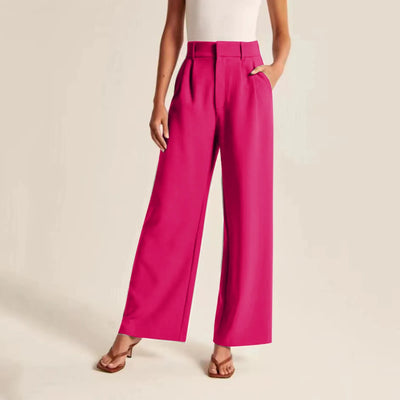 Women’s Wide Leg Pants – High Waisted Tailored Fit – Pleated – Lightweight Linen Feel