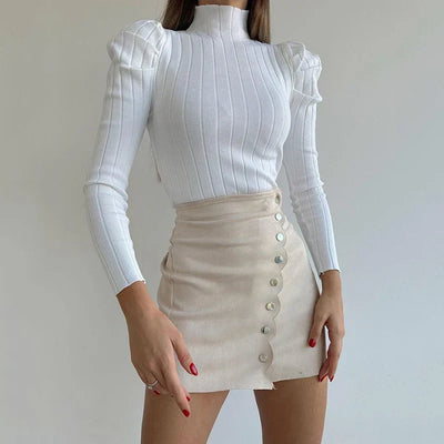 Women’s Mini Skirt – Slim Fit Suede – A-Line Silhouette – Side Button Accent