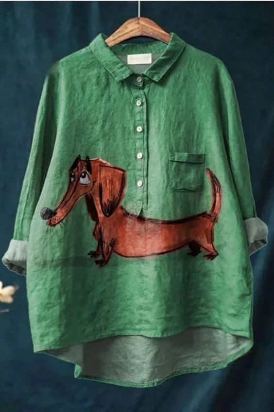 Stylish Blouse with Dog Print