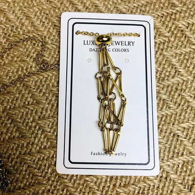 Golden Tranquil Crystal Pouch Necklace