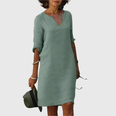 Diana | Teal Breeze V-Neck Shift Dress