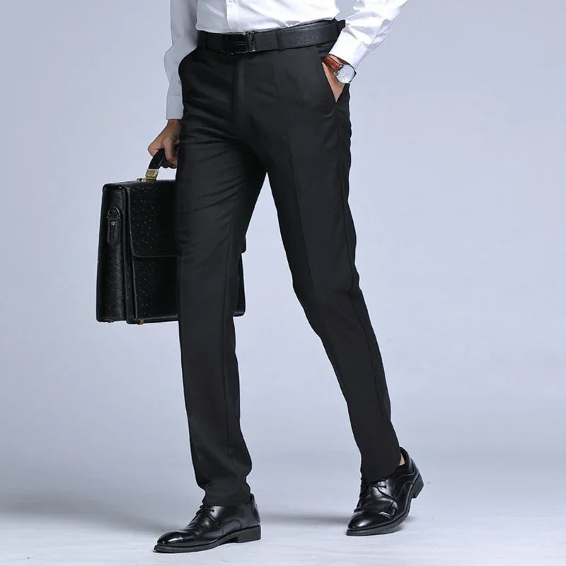 Men’s Dress Pants – Slim Fit Wool Blend – Tapered Leg – Flat Front Office Wear