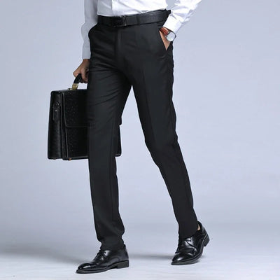 Men’s Dress Pants – Slim Fit Wool Blend – Tapered Leg – Flat Front Office Wear