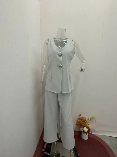 Eliza - Casual V-Neck Vest Two-piece Suit