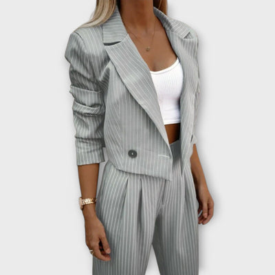 Elegant Set for Women with Stripes and Blazer and Trousers