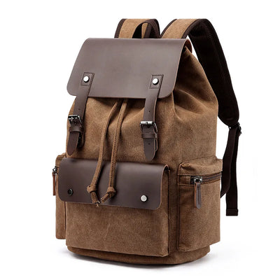 Vinthentic Men’s Vintage Canvas Backpack – Large Capacity Laptop Travel School Bag