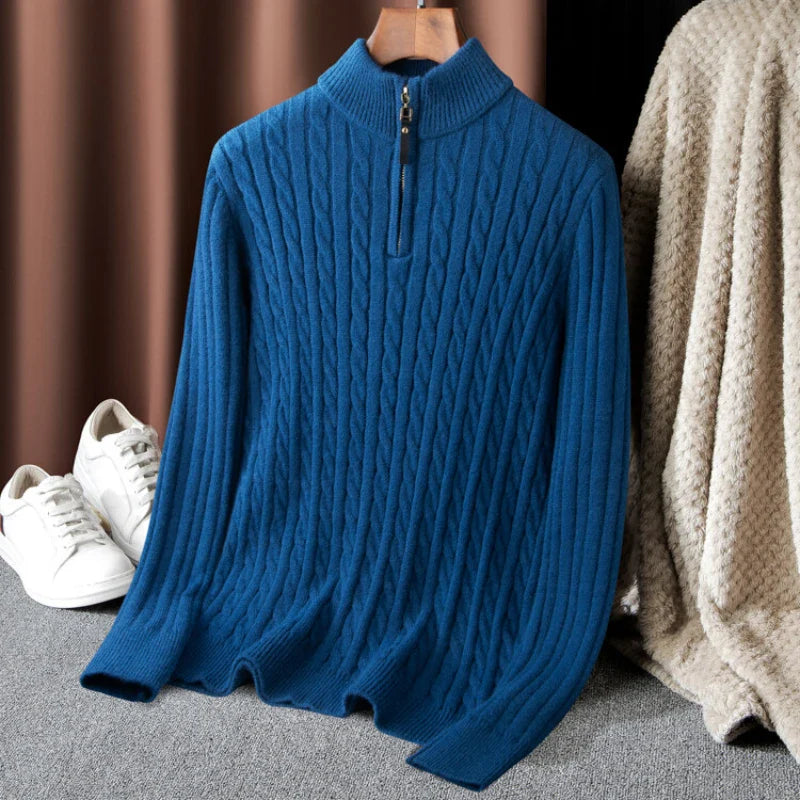 Livio Agresti Premium Half-Zip Alpaca Sweater
