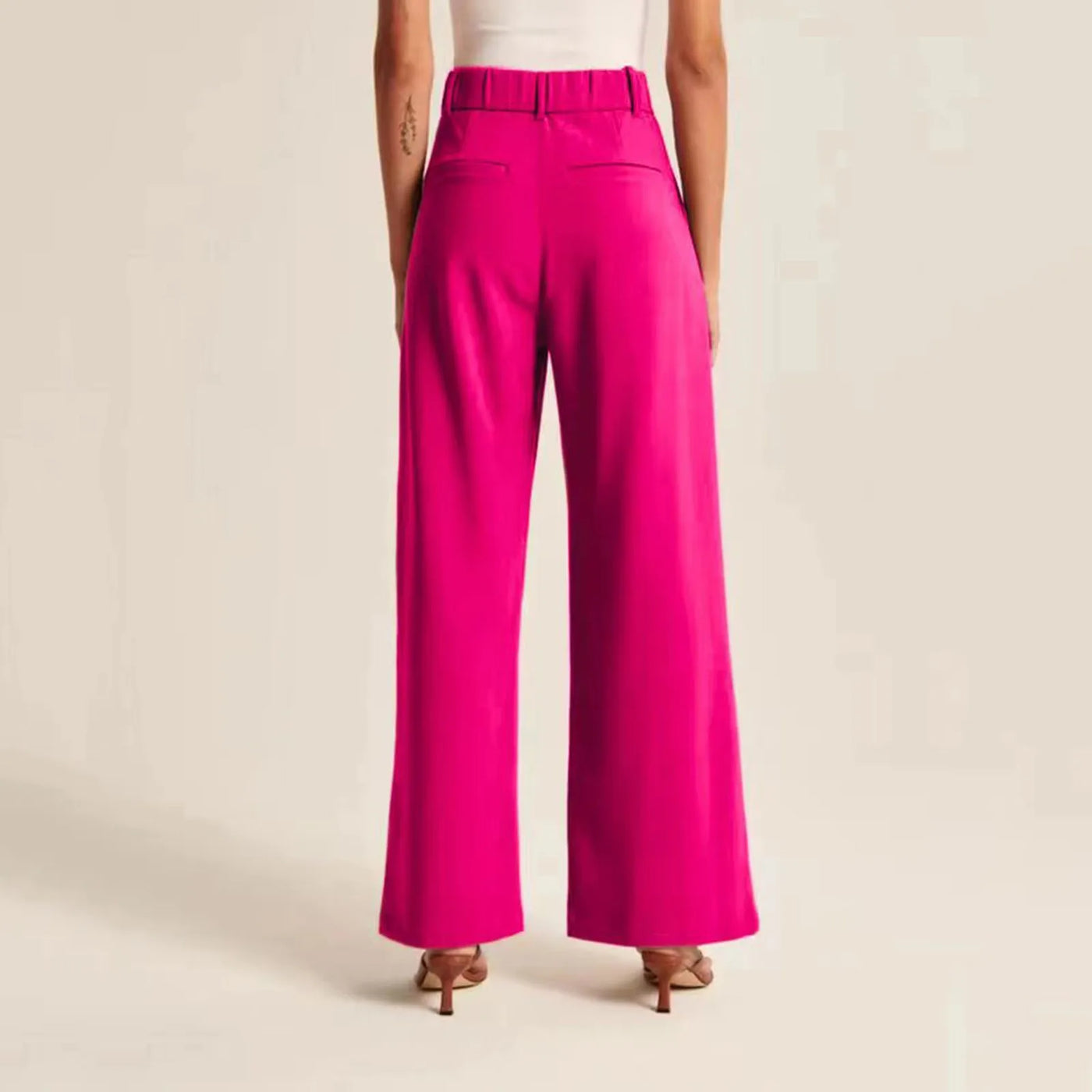 Women’s Wide Leg Pants – High Waisted Tailored Fit – Pleated – Lightweight Linen Feel
