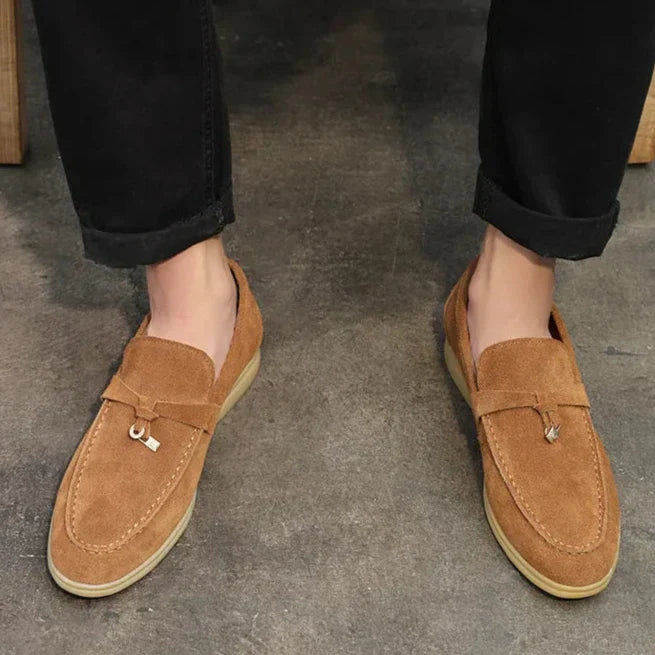 Men’s Loafers – Cow Suede Slip-On – Rubber Sole – Minimalist Smart-Casual Style