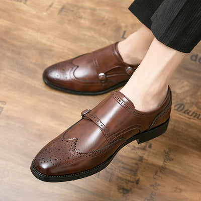 Stefano Gentile Leather Monk Strap Shoes