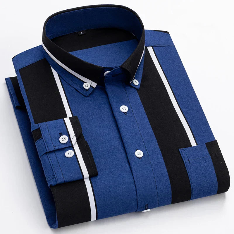 Vertasso – Men’s Bold Panel Stripe Shirt