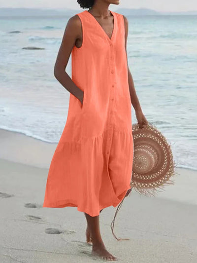 Naomi | Sleeveless Button Summer Dress