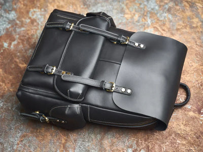 Rugged Genuine Leather Travel Backpack - Brown Large Capacity Daypack