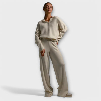 Ladies' knit set with wide pants and loose sweater