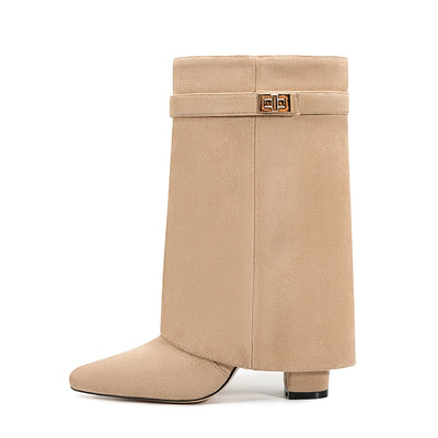 Mia | Women’s Leather Thigh-High Boots with Buckle