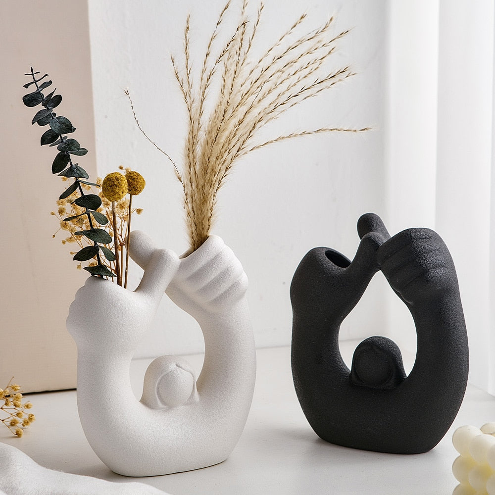 Vinthentic Elegance in Hands Vase