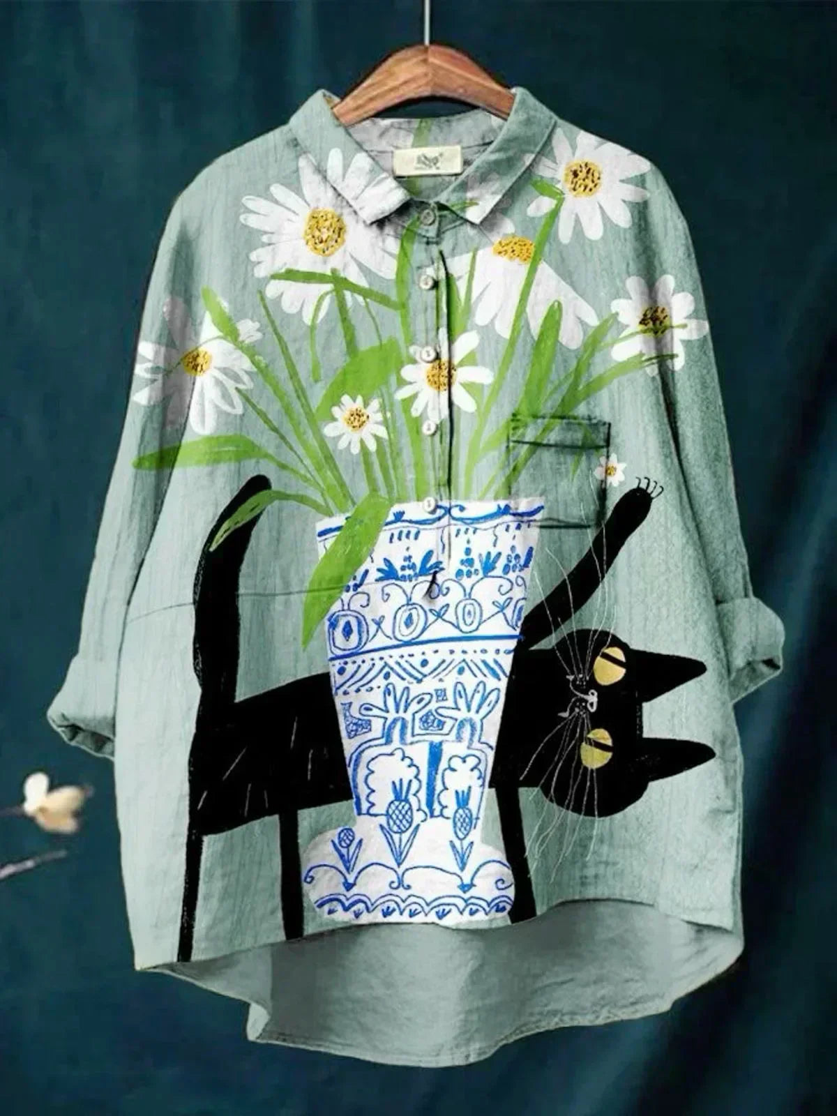 Eliza | Abstract Cat Printed Shirt