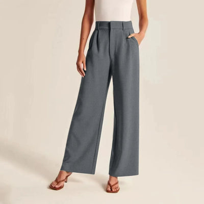 Women’s Wide Leg Pants – High Waisted Tailored Fit – Pleated – Lightweight Linen Feel