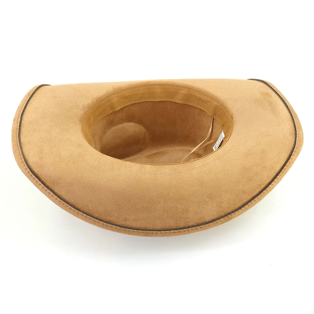Western Big Brim Cowboy Hat Bull's Head Leather Band Suede Top Hat Outdoor Mens Hats Ladies Party Horse Riding Cowgirl Hat
