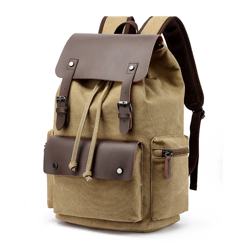 Vinthentic Men’s Vintage Canvas Backpack – Large Capacity Laptop Travel School Bag