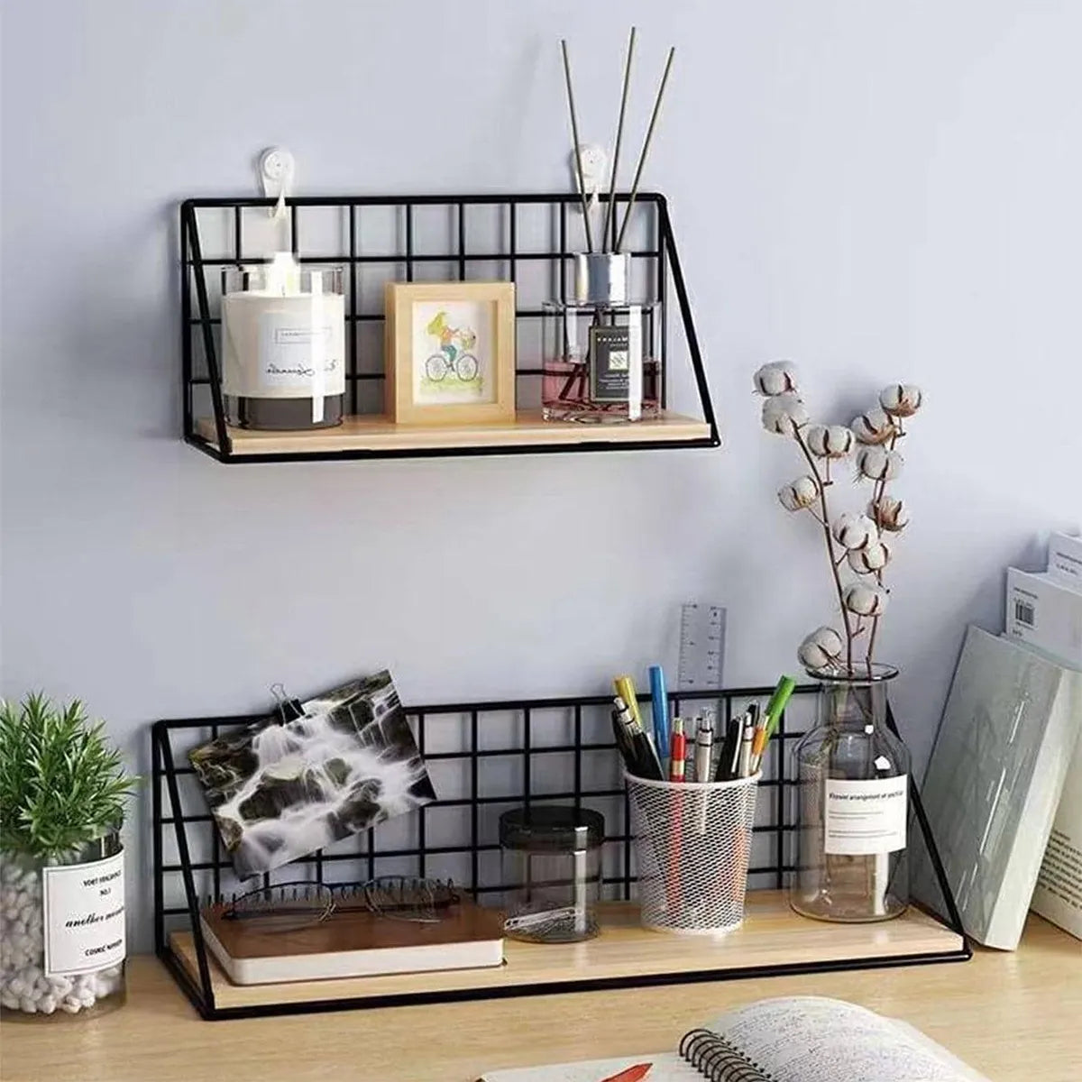 RustiCraft Iron-Wood Wall Shelf